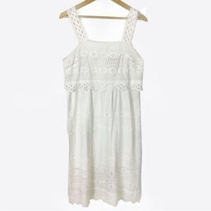 J. Crew White Tiered Eyelet Midi Dress 8